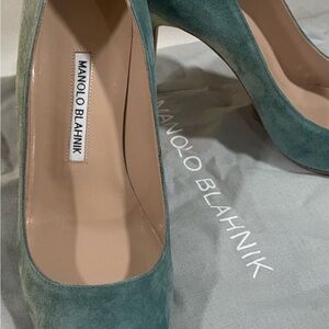 Manolo Blahnik Teal Suede Heels. 👠